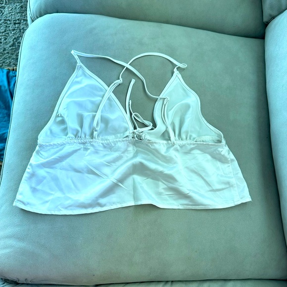 White satin tie front camisole - Picture 2 of 2